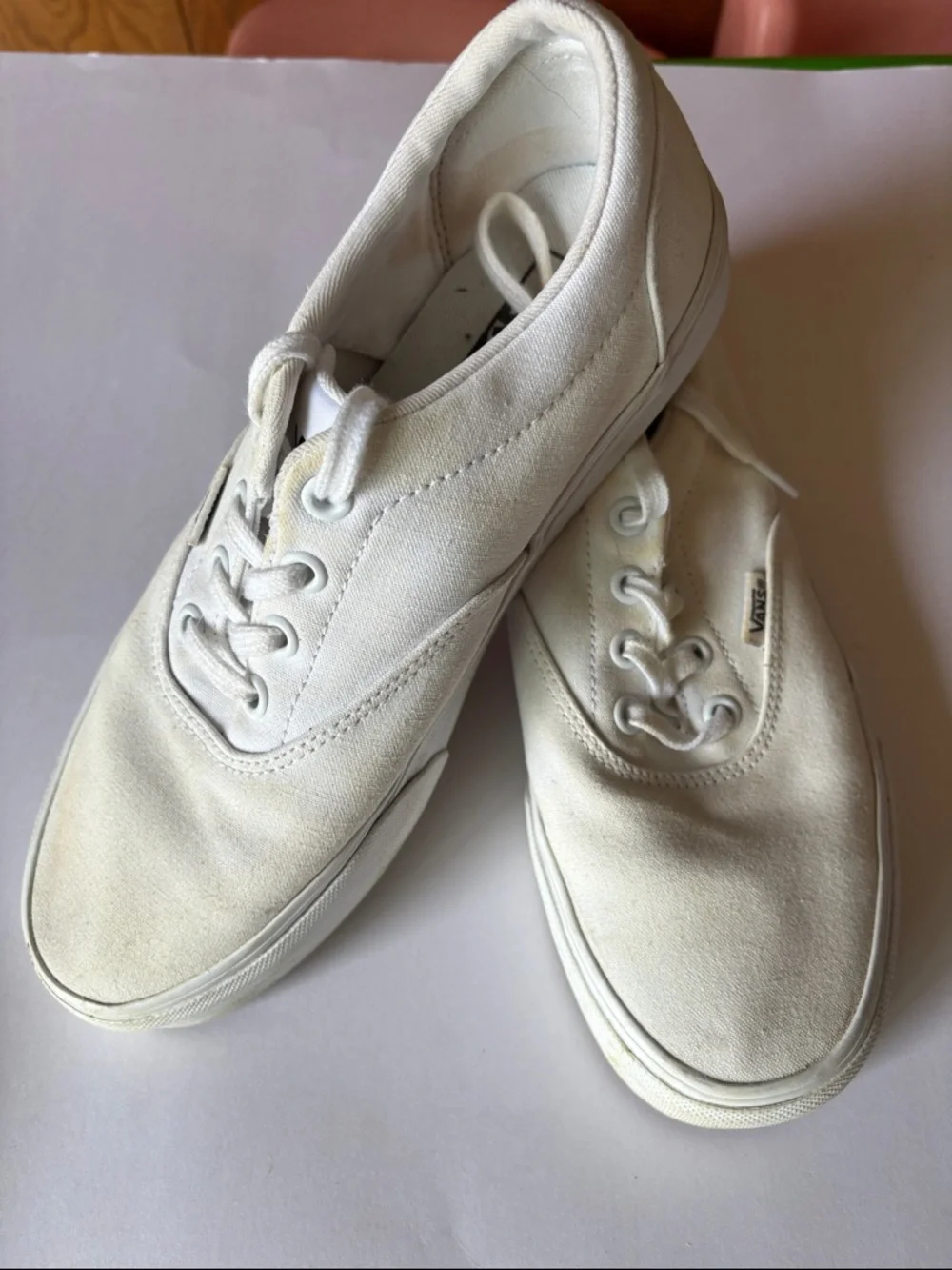 Vans White Canvas Low-Top Sneakers